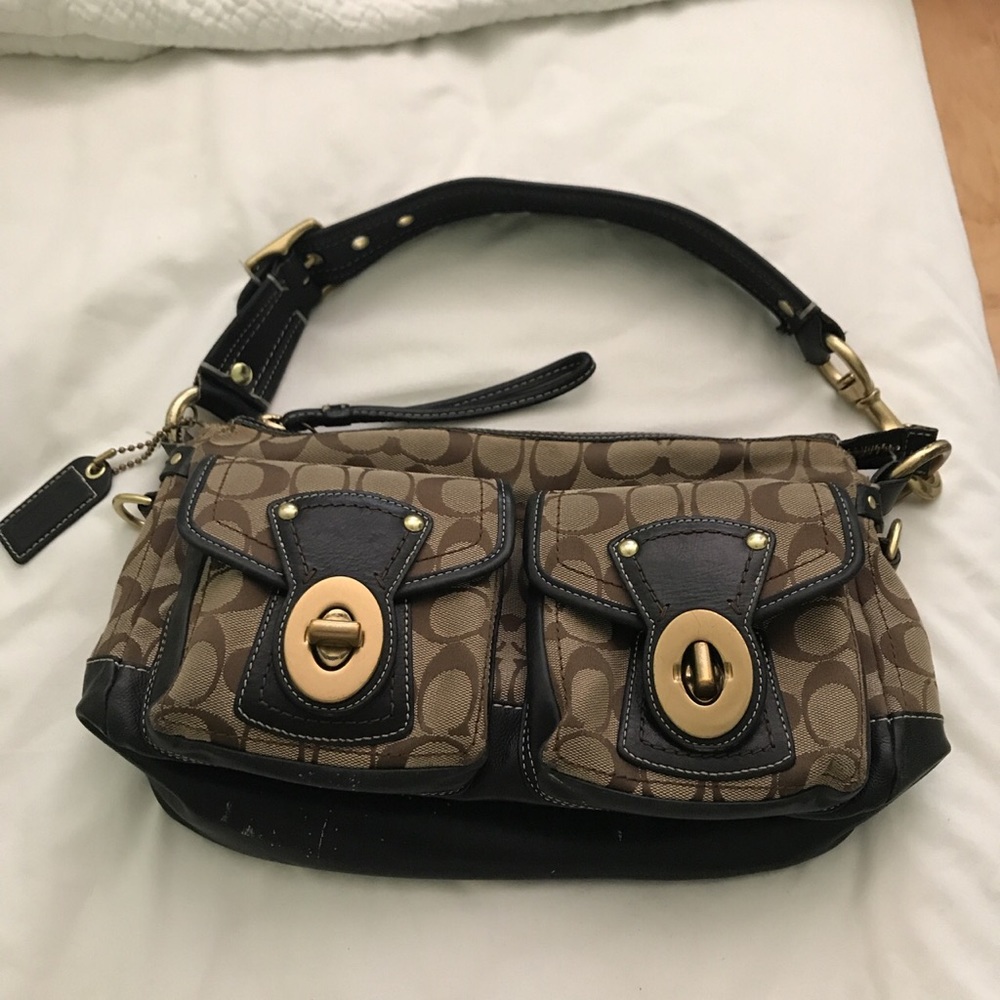 Vintage Coach bag. Part material/part Leather.