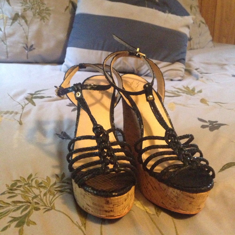 Black Strappy Wedges