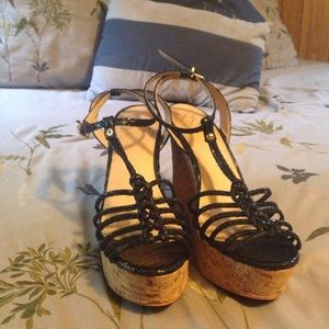 Black Strappy Wedges