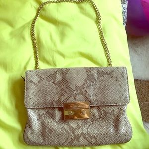 Snakeskin gold chained MK purse