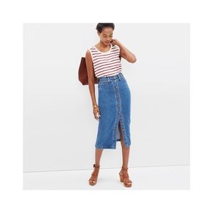 Madewell Front Button Midi Denim Skirt size 31
