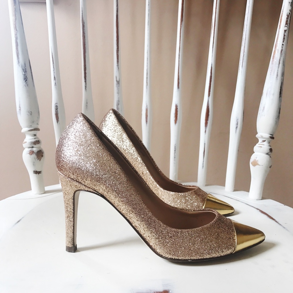 J.Crew Glitter Everly Cap Toe Heels