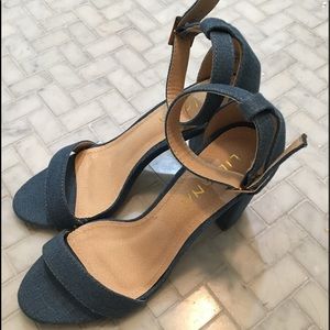 LULU'S Morela (Liliana) Denim Ankle Strap Heels