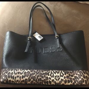 Black Guess Purse with Leopard Print