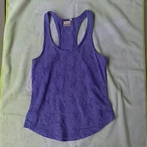 Purple lace racer back tank top