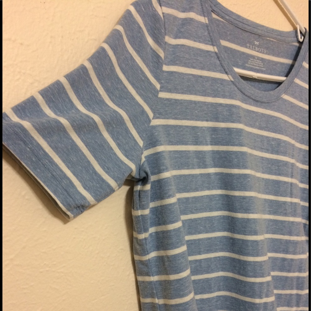 Talbots light blue and whit stripped T-shirt