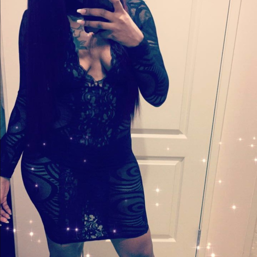 Sexy black lace dress