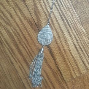 Long silver necklace