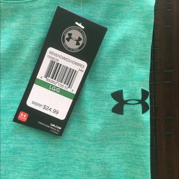 UA LIGHT HEATHER GREEN HEATGEAR CREW NECK - Picture 5 of 7