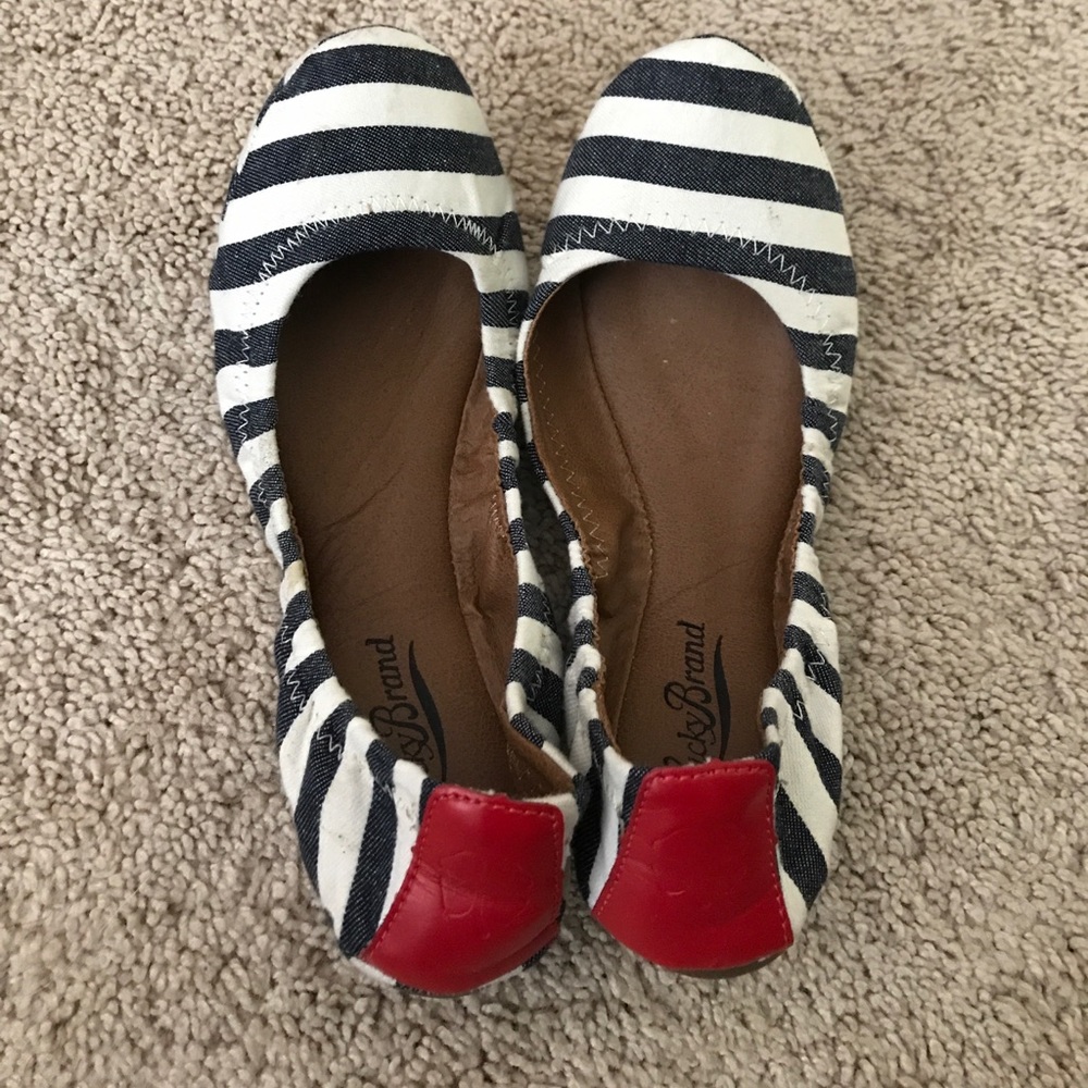 Navy white striped flats