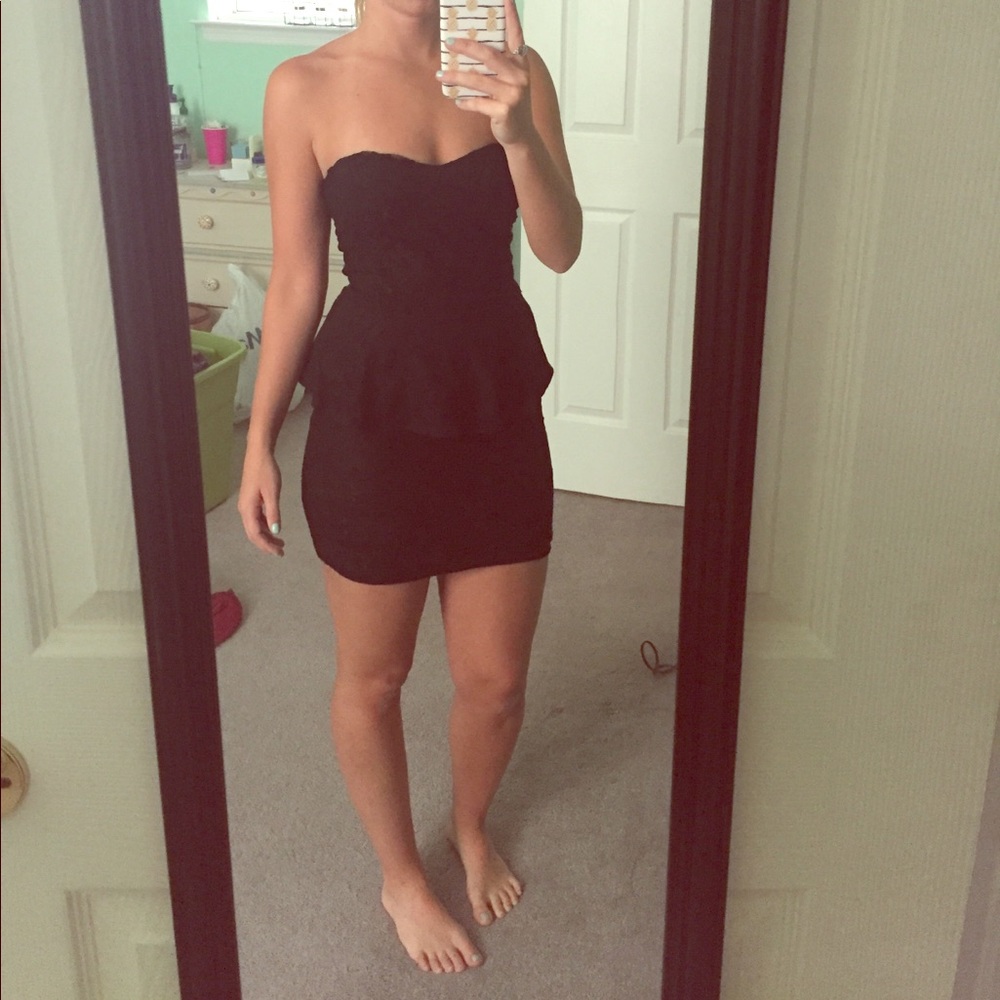 Black lace peplum dress