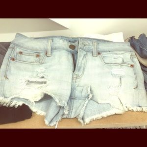 Ripped jean shorts