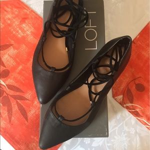 Ann Taylor Loft Black Strappy Flats