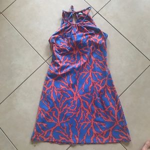 Jmclaughlin Maria halter dress orange and blue