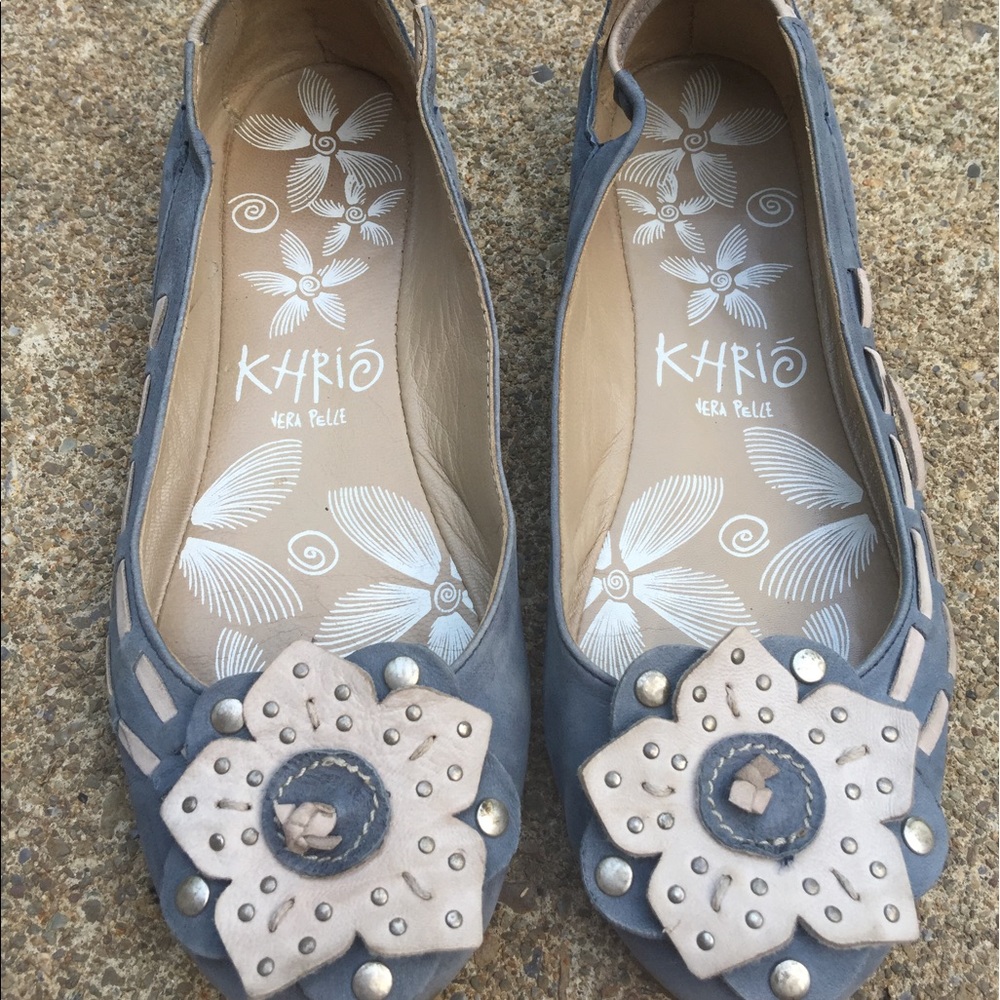 Women's Khrio Blue & Beige Detailed Flats Size 6M