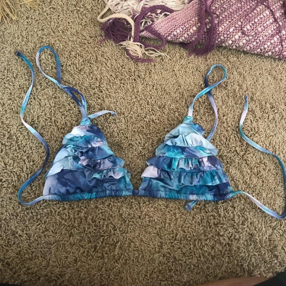 Tie dye ruffle Halter bikini top