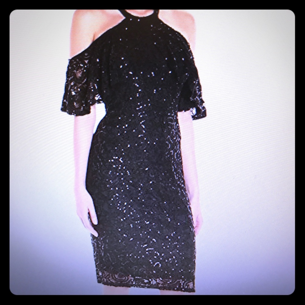 Marina Sequence Lace Ruffle dress