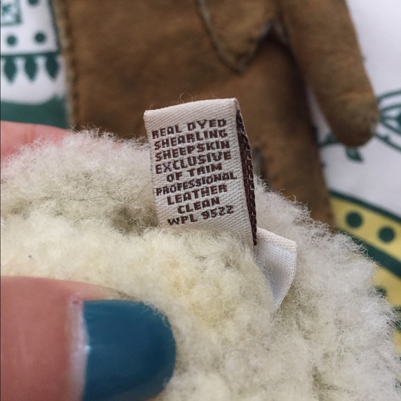 Authentic UGG Sand Leather Fur Gloves EUC - Picture 4 of 8