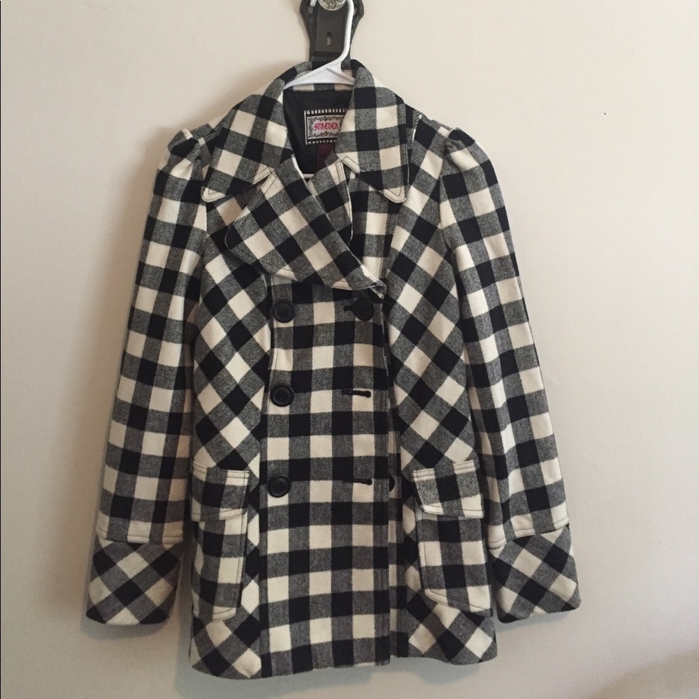 Black and white pea coat