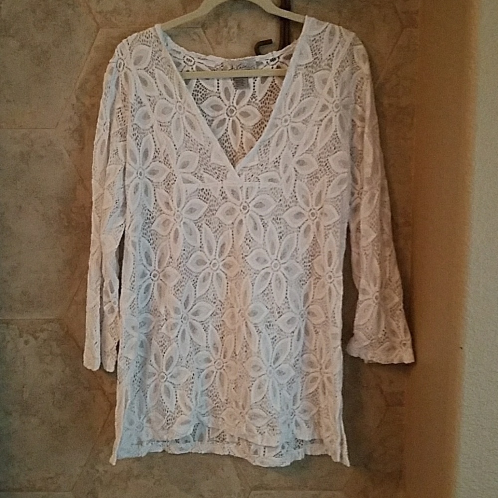 White swimsuit cover