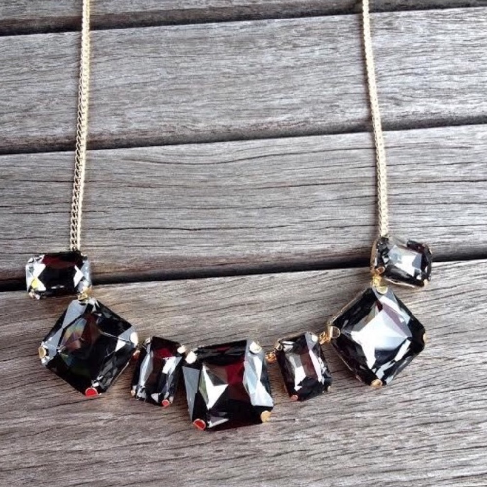 Charcoal and Gold Statement Necklace - Picture 2 of 3