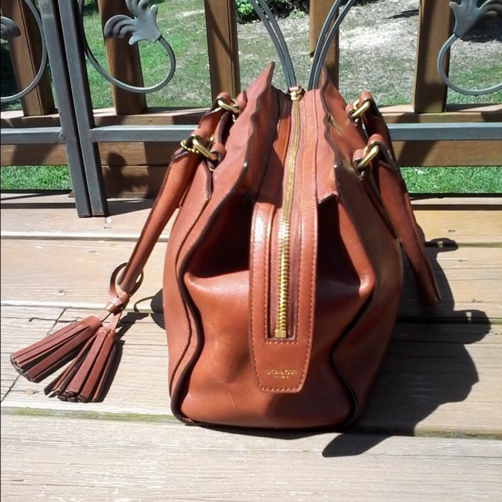 Coach Premium Chestnut Brown Leather Doctors Handbag Top Handle Brass Hardware - Picture 7 of 7
