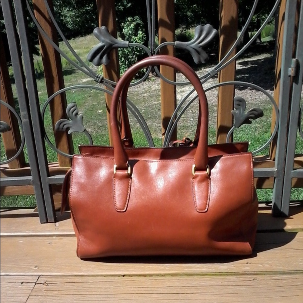 Coach Premium Chestnut Brown Leather Doctors Handbag Top Handle Brass Hardware - Picture 6 of 7