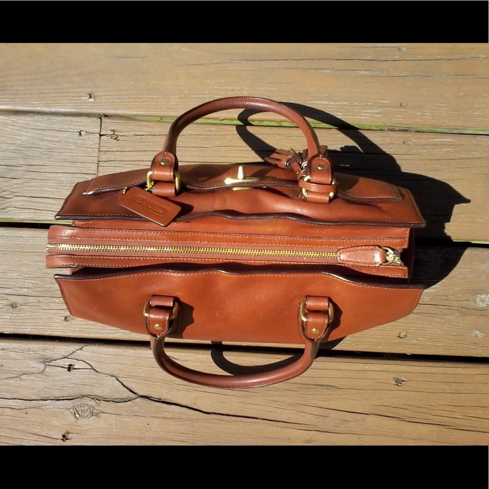 Coach Premium Chestnut Brown Leather Doctors Handbag Top Handle Brass Hardware - Picture 4 of 7