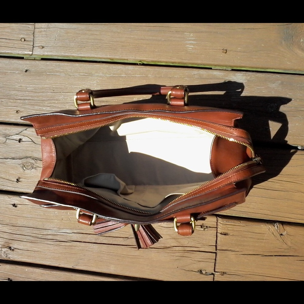 Coach Premium Chestnut Brown Leather Doctors Handbag Top Handle Brass Hardware - Picture 3 of 7