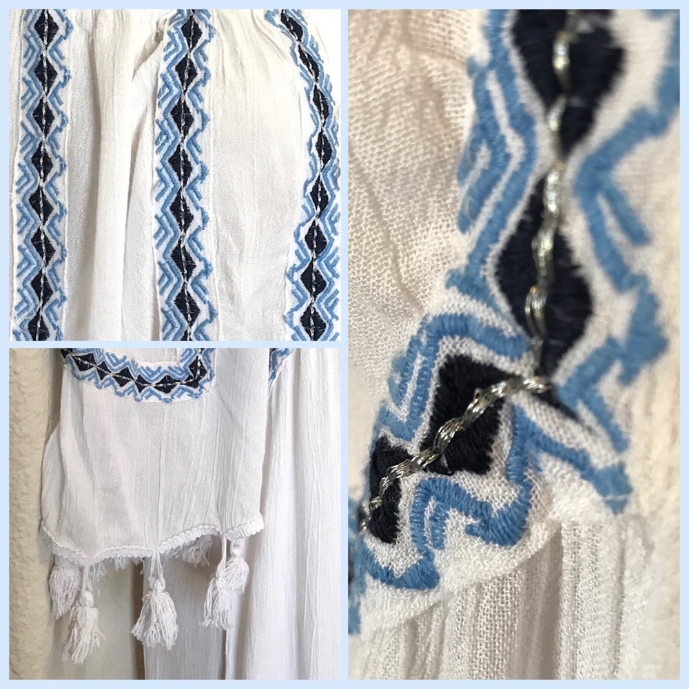Boho Cold Shoulder Embroidered Beach Dress - Picture 5 of 7