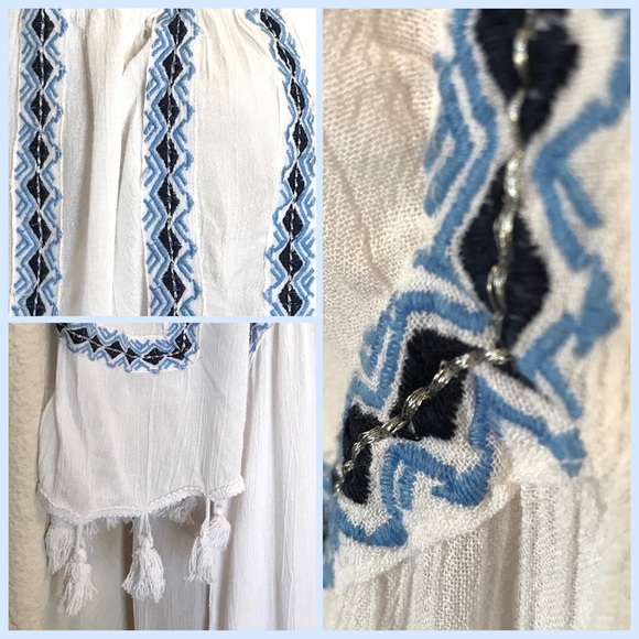 Boho Cold Shoulder Embroidered Beach Dress - Picture 6 of 8