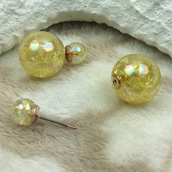 Yellow Double Stud Earrings - Picture 3 of 8