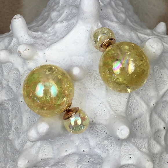 Yellow Double Stud Earrings - Picture 5 of 8