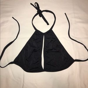 Keyhole Halter rave top crop top black