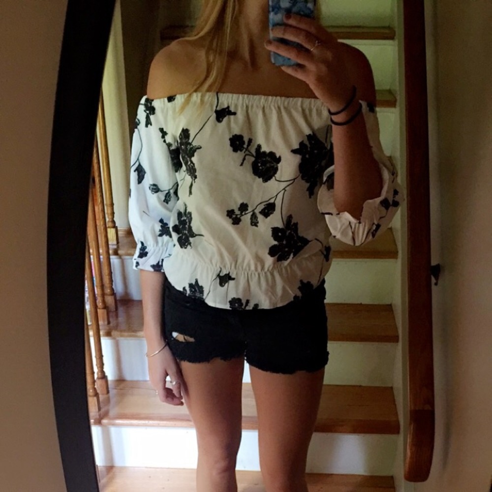 Black flowered blouse