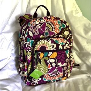 NWT Vera Bradley Plum Crazy Campus Backpack