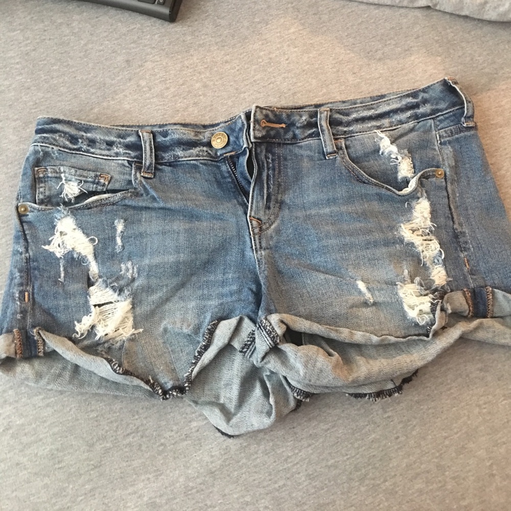 Express distressed jean shorts