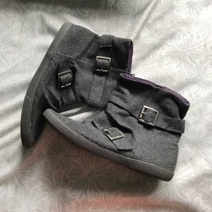 Gray Blowfish Zip Up Booties with Belt Accent