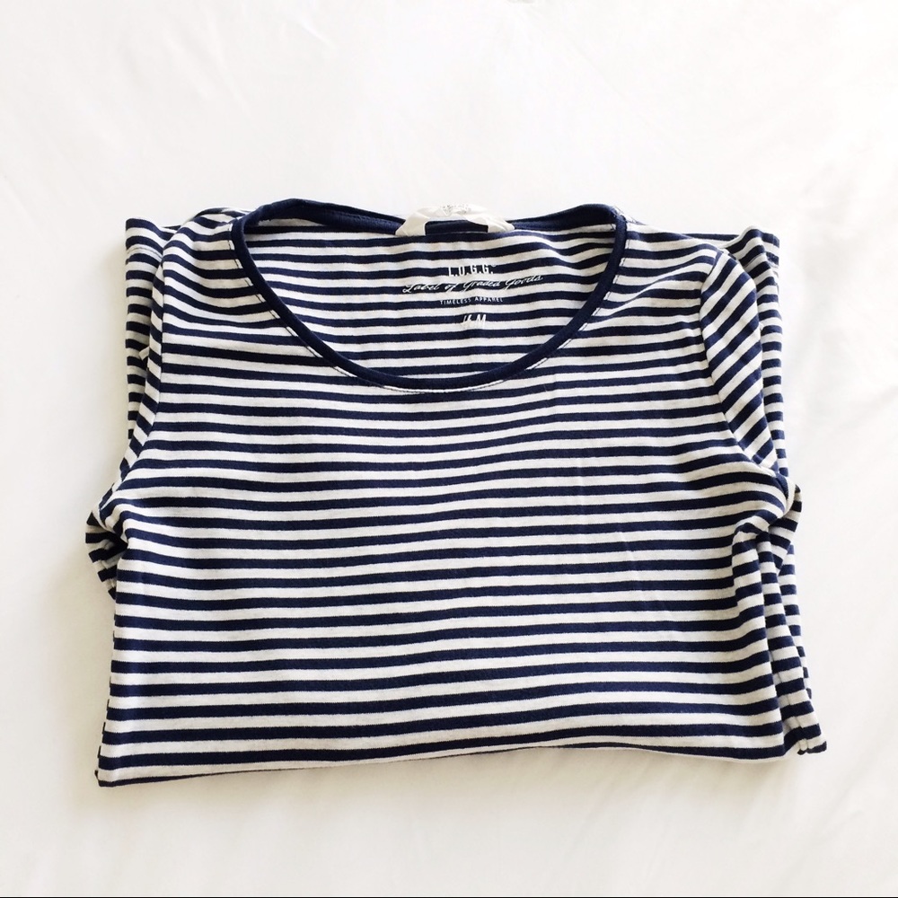 Navy and White Striped Top