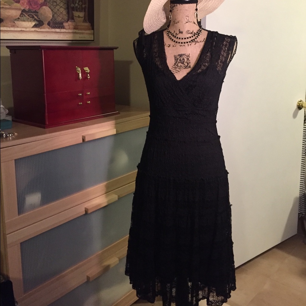 Black, lined lace dress