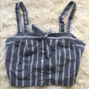 blue and white striped tank top