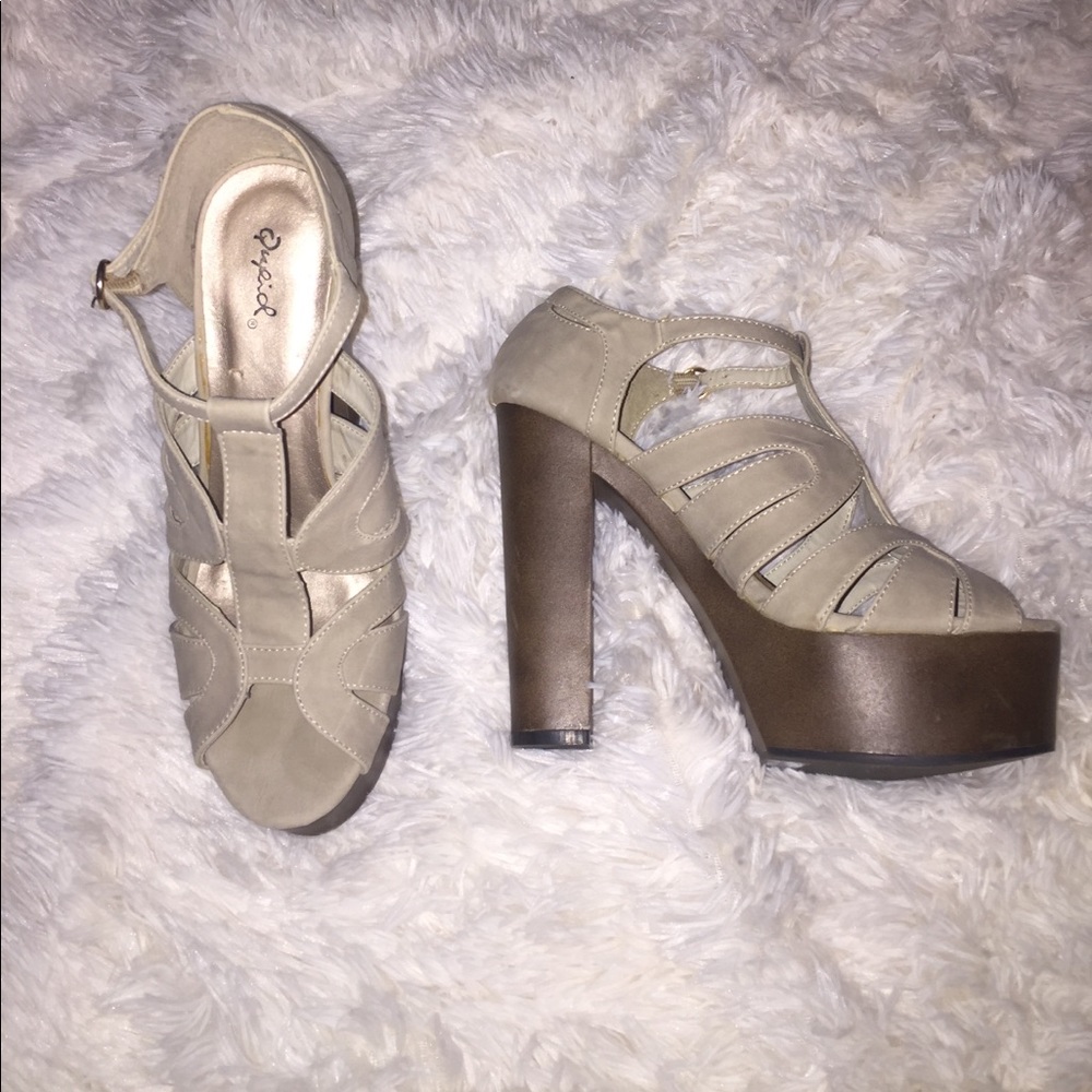 Tan platform heels