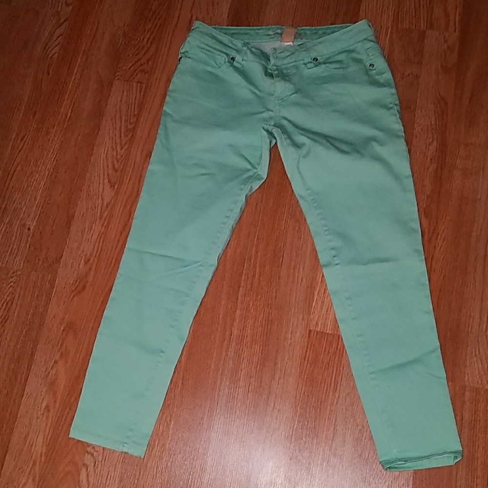 Ankle length light teal denim.. ankle length