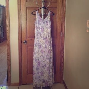 Light Purple Floral Sleeveless Long Dress