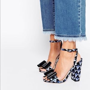 Asos Harmony bow print heels sandals