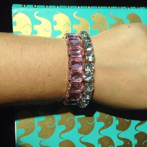 Pink and Clear Gemstone Bracelets