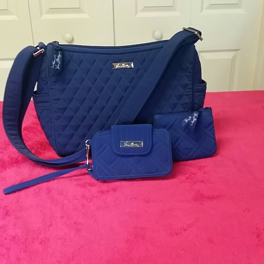 Navy blue Vera Bradley purse and accessories