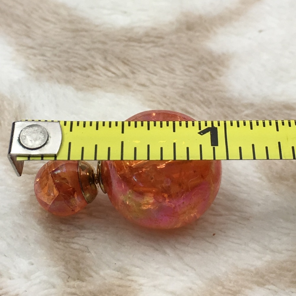 Orange Double Stud Earrings Halloween - Picture 5 of 7