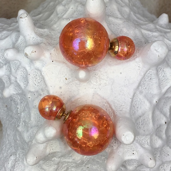 Orange Double Stud Earrings Halloween - Picture 4 of 7