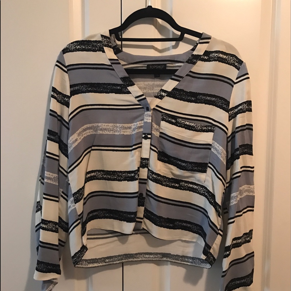 Topshop long sleeve crop blouse